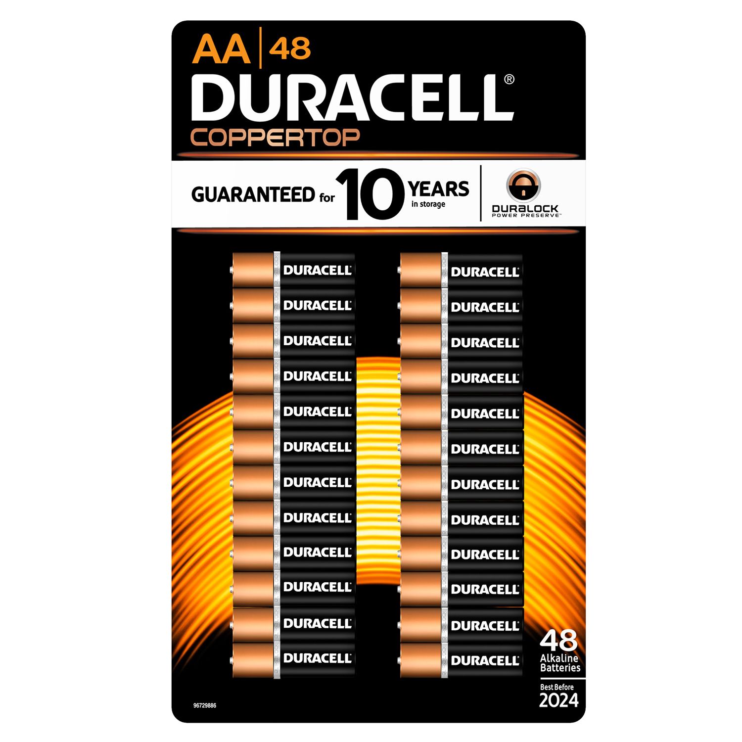 40 Pack Duracell MN1500 Duralock Copper Top Alkaline AA Batteries 